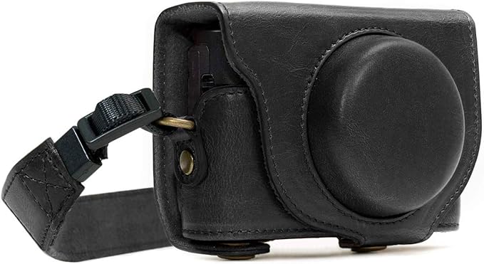 MegaGear MG588 Sony Cyber-Shot DSC-RX100 VI, DSC-RX100 V, DSC-RX100 IV Ever Ready Leather Camera Case with Strap - Black
