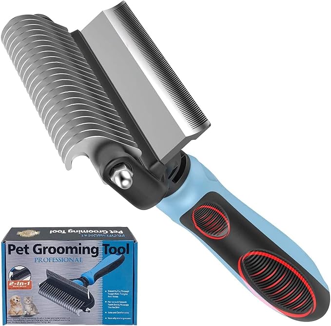 IFAN Professional 2-in-1 Pet Comb Cat Brush Dog Brush Cat Grooming Comb Dog Grooming Comb Remove Fleas & Knot-Open & Carding & Flying Hair Removing