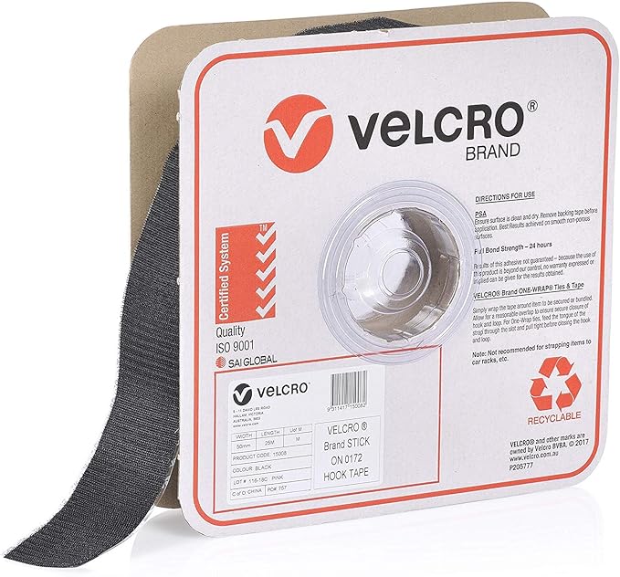 Velcro Brand 15008V Heavy Duty Hook Only Tape 50mm x 25m Black