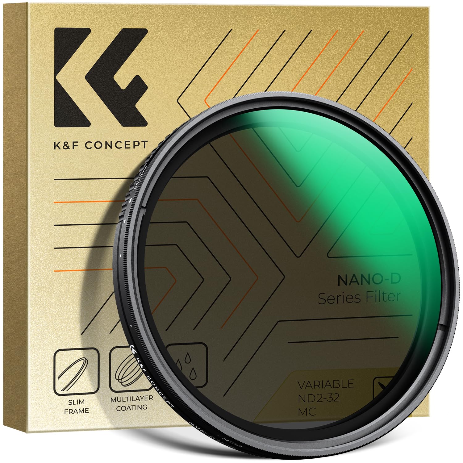 K&F Concept Nano-D Series ND2-ND32 Filter 77mm, 1-5 Stop, Stops, Multi Coated