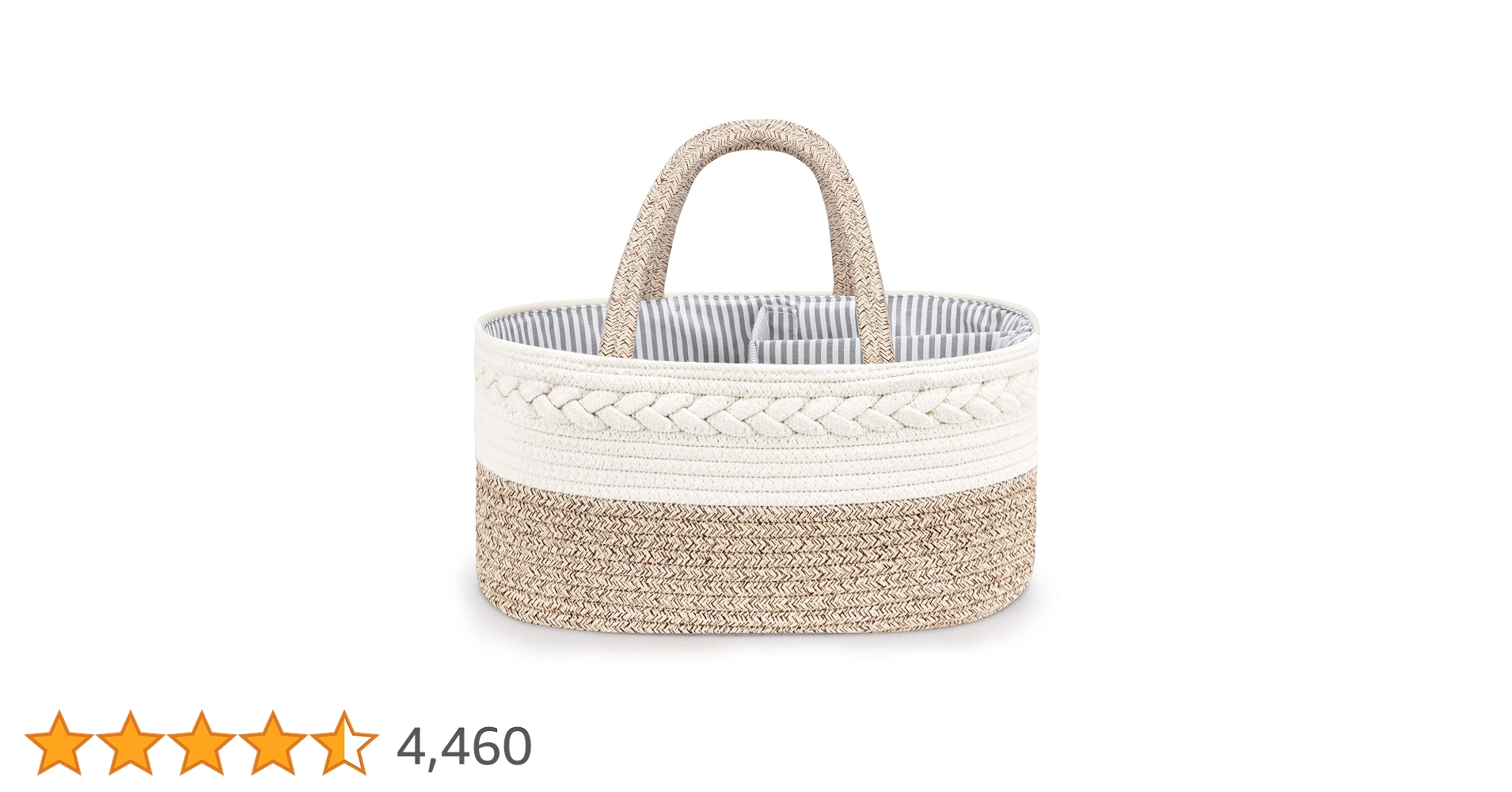 Baby Diaper Caddy Organizer - Stylish Cotton Rope Baby Basket Nursery Storage Organizer For Changing Table, Maliton Extra Large Diaper Caddy For