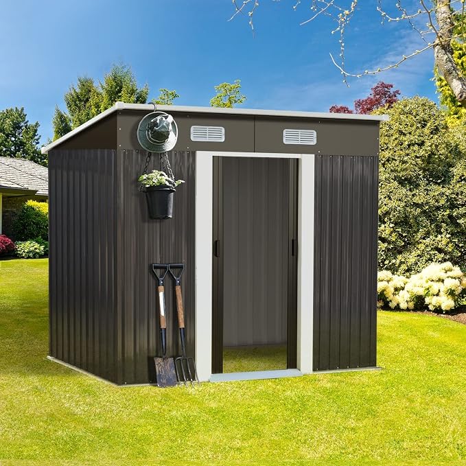 Livsip Garden Shed Outdoor Storage Sheds 1.94x1.21M Workshop Cabin Metal Base