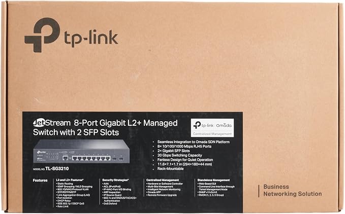 TP-Link T2500G TL-SG3210 Jetstream 8-Port Gigabit L2 Managed Switch With 2 SFP Slots