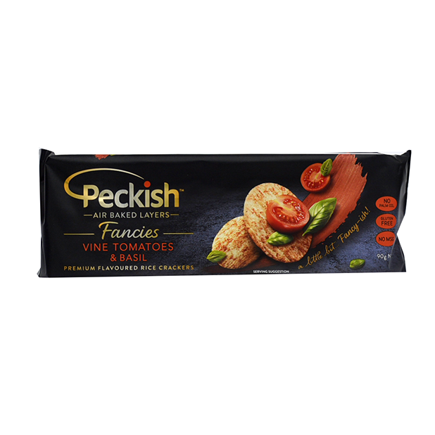 Peckish Gluten Free Fancies Vine Tomatoes & Basil Rice Crackers 90g