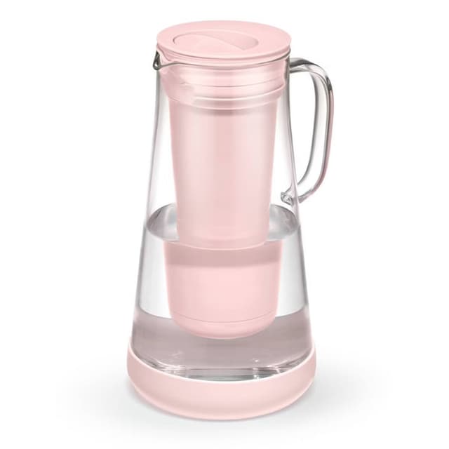 LifeStraw Home Water Filter Pitcher With Silicone Base Glass, 7 Cups - Bubble Pink